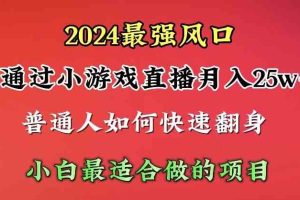 (10020期)2024年最强风口,通过小游戏直播月入25w+单日收益5000+小白最适合做的项目