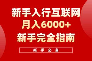 （10058期）互联网新手月入6000+完全指南 十年创业老兵用心之作，帮助小白快速入门