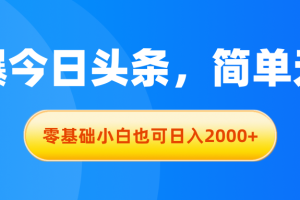 (11077期)拉爆今日头条,简单无脑,零基础小白也可日入2000+