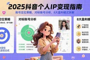 （15711期）2025抖音个人IP变现指南，账号定位策略，对标账号分析，8大盈利模式拆解